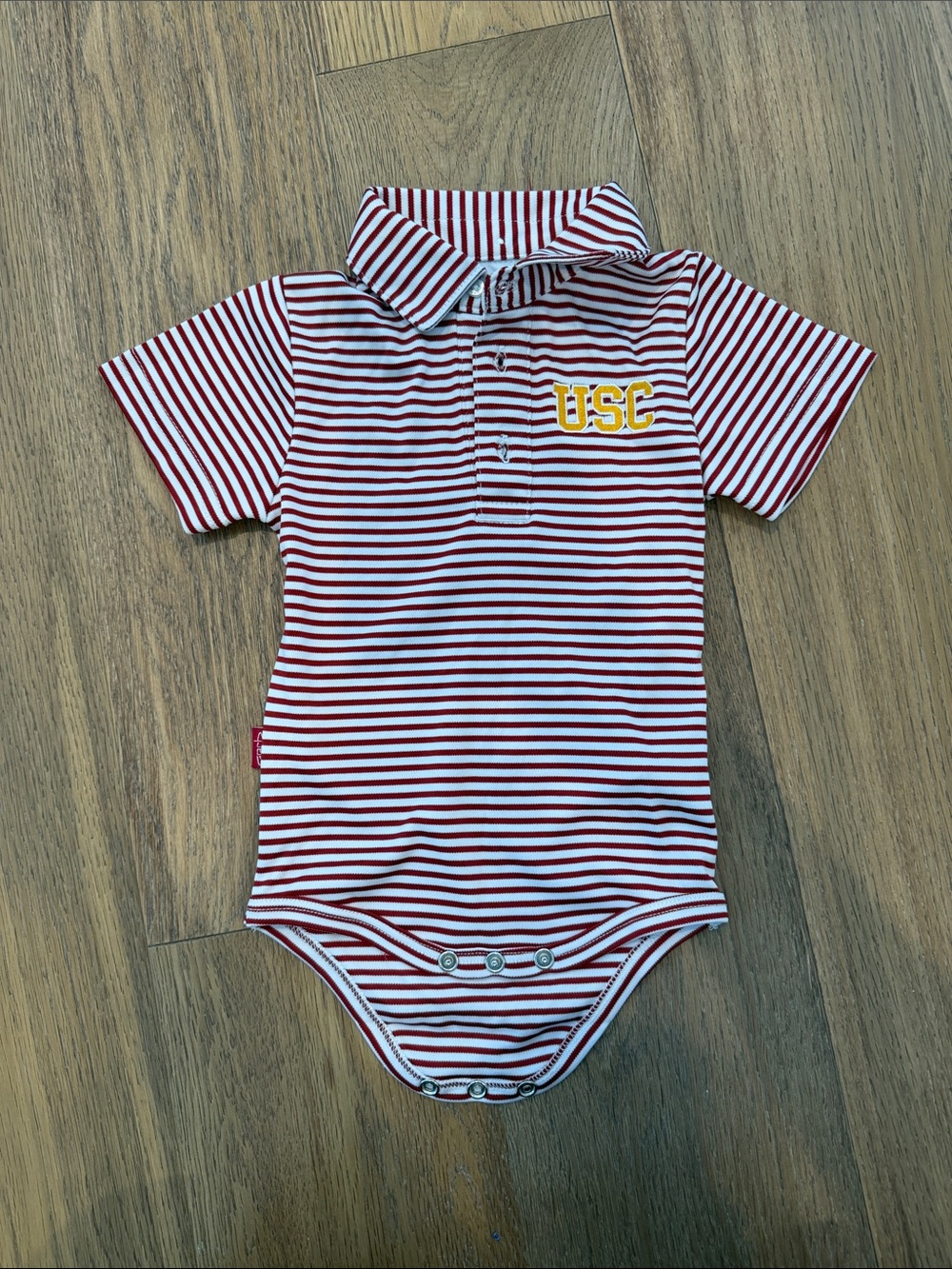 USC Striped Polo Onesie - Cardinal & Gold
